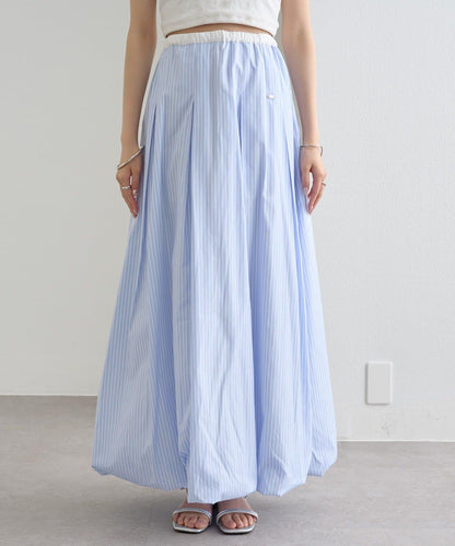 條紋氣球廓形半身裙