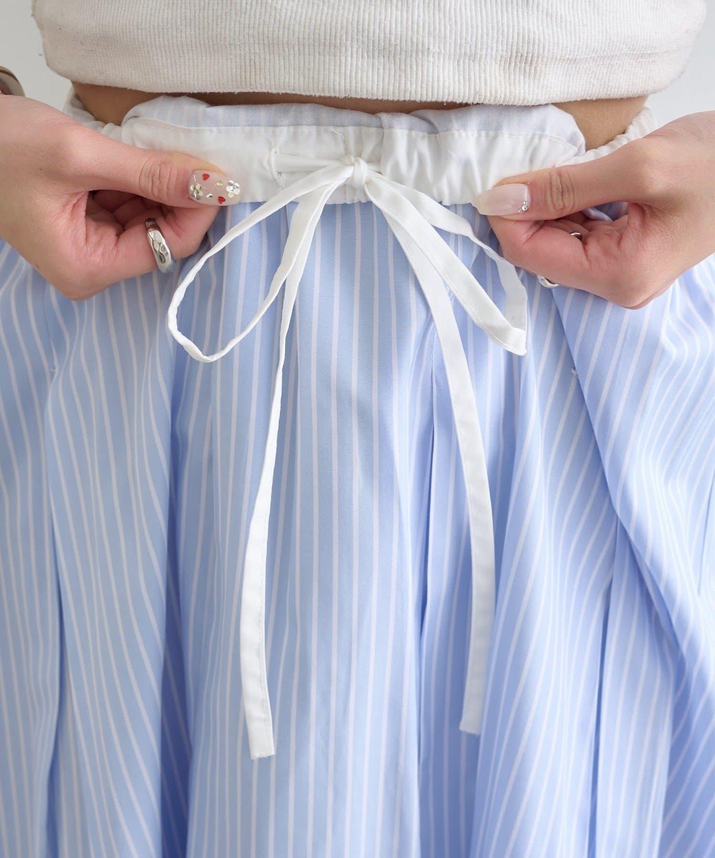 條紋氣球廓形半身裙