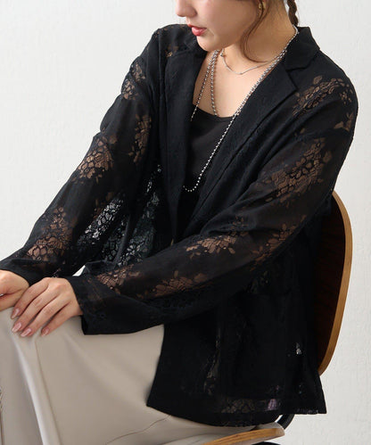 花卉蕾絲 單排扣 西裝外套