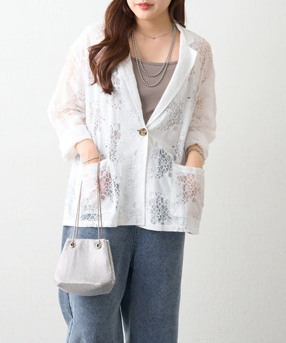 花卉蕾絲 單排扣 西裝外套