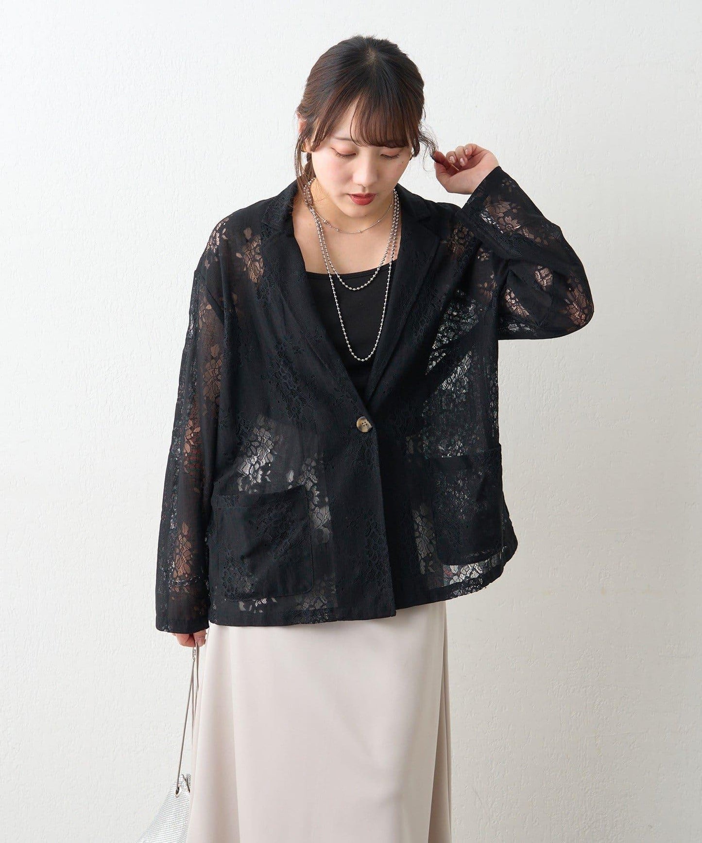 花卉蕾絲 單排扣 西裝外套