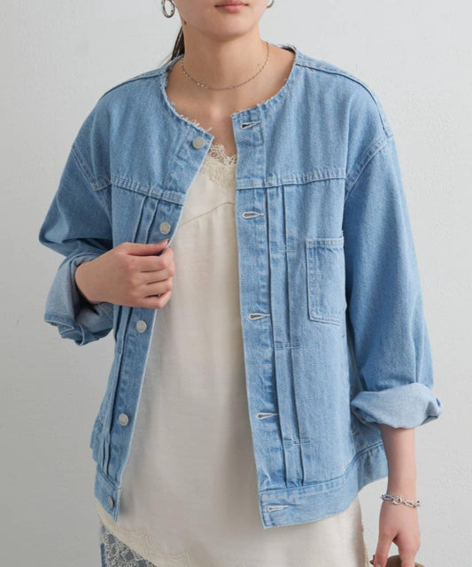 ainode/アイノデ 無領 牛仔夾克