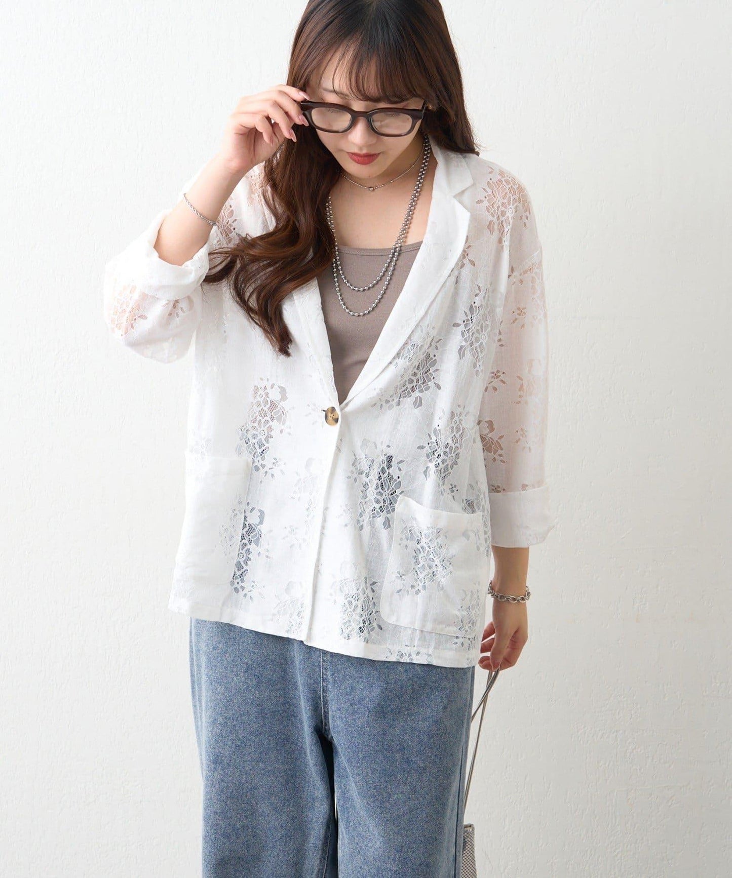 花卉蕾絲 單排扣 西裝外套