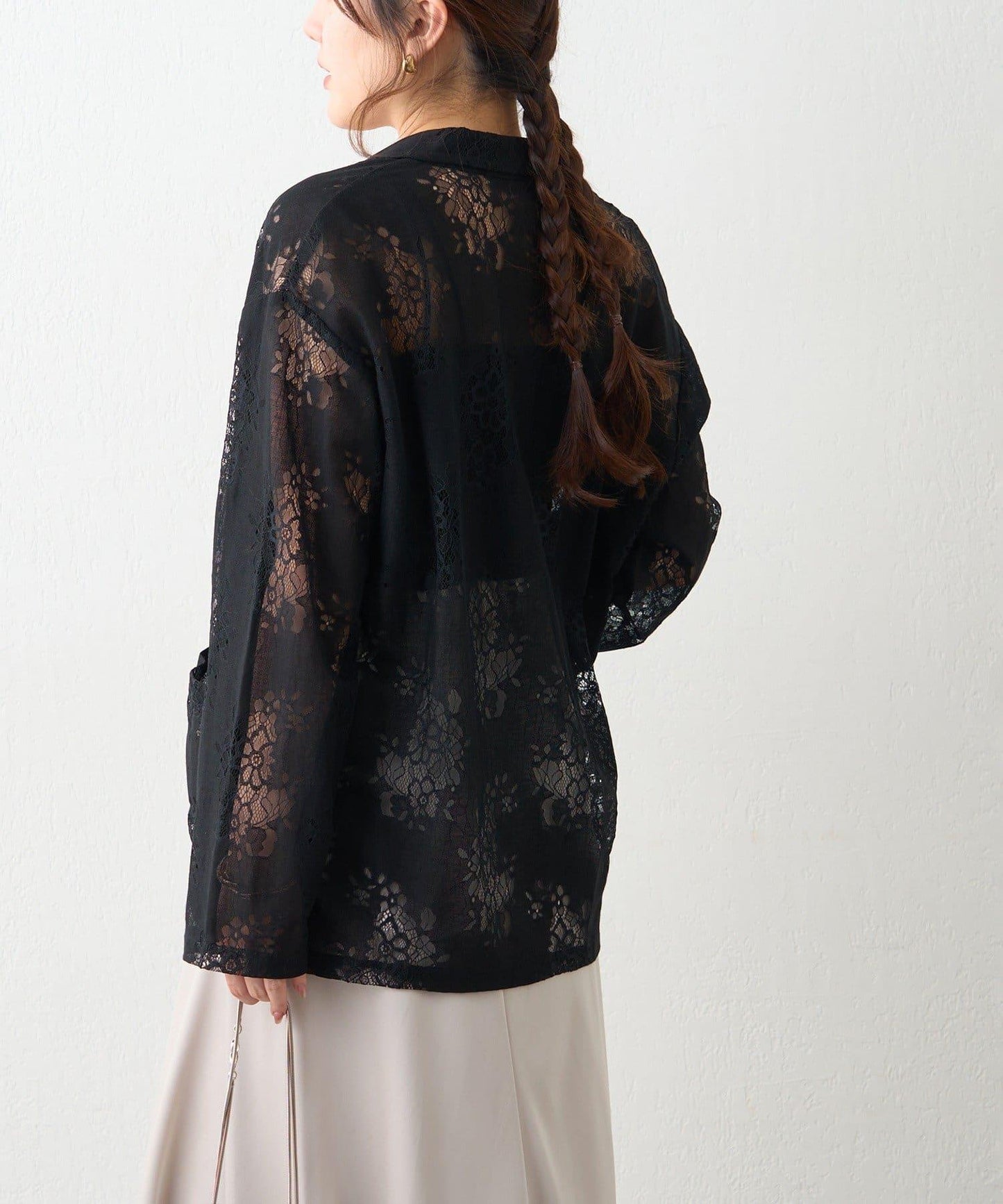 花卉蕾絲 單排扣 西裝外套