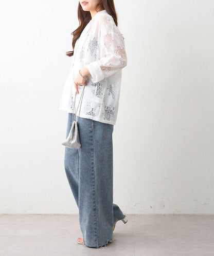 花卉蕾絲 單排扣 西裝外套