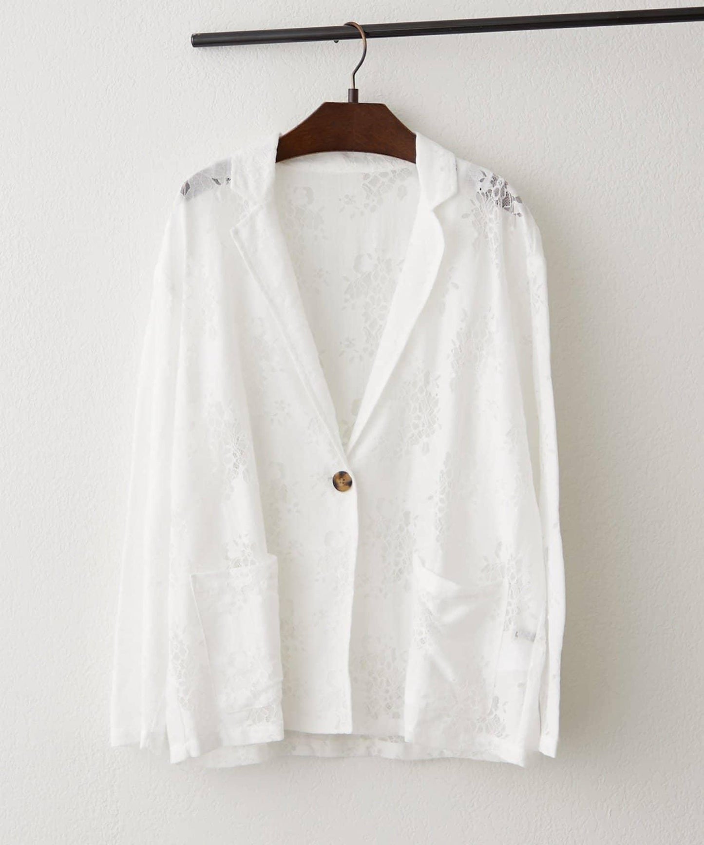 花卉蕾絲 單排扣 西裝外套