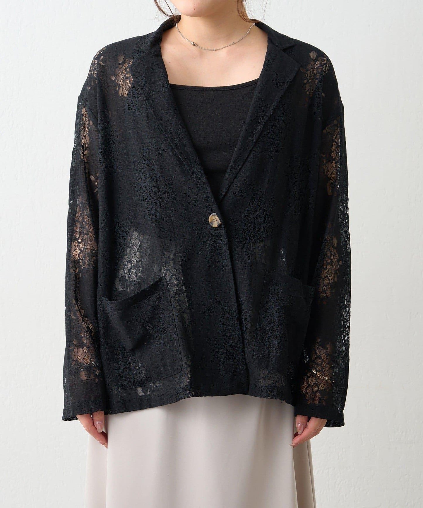 花卉蕾絲 單排扣 西裝外套