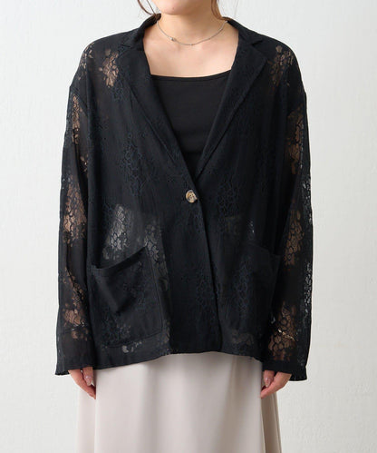花卉蕾絲 單排扣 西裝外套