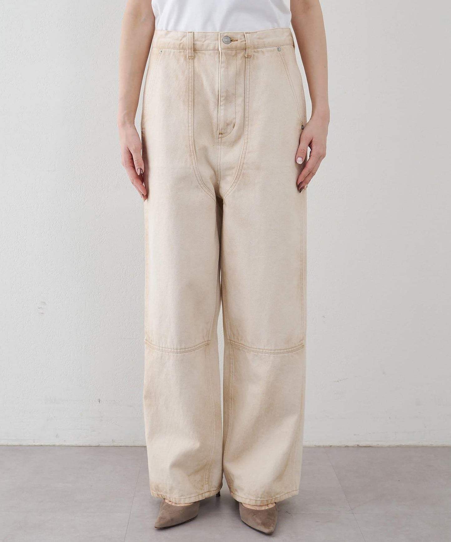 日曬做舊 雙膝補強 休閒褲