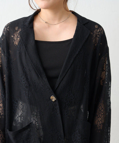 花卉蕾絲 單排扣 西裝外套