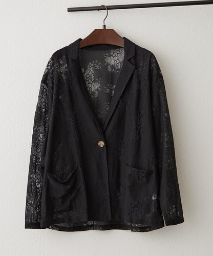 花卉蕾絲 單排扣 西裝外套