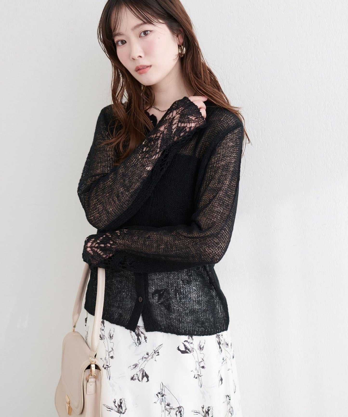 帶領設計袖針織上衣