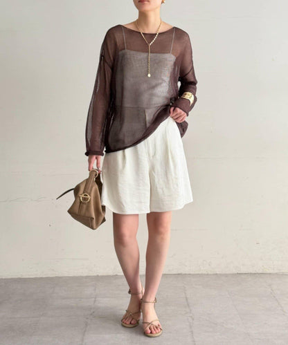 假麻寬鬆針織上衣