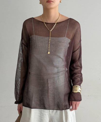 假麻寬鬆針織上衣