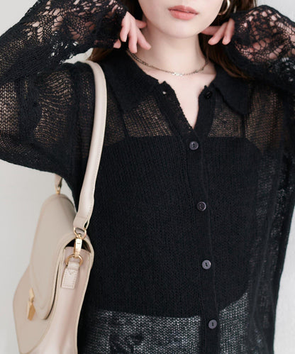 帶領設計袖針織上衣