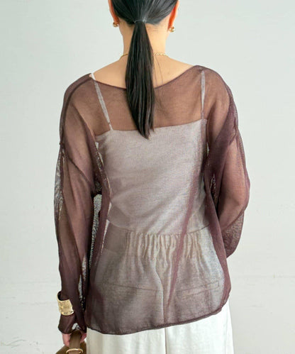 假麻寬鬆針織上衣