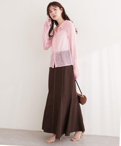 帶領設計袖針織上衣