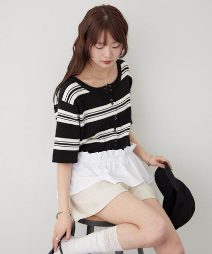 荷葉擺短袖針織上衣