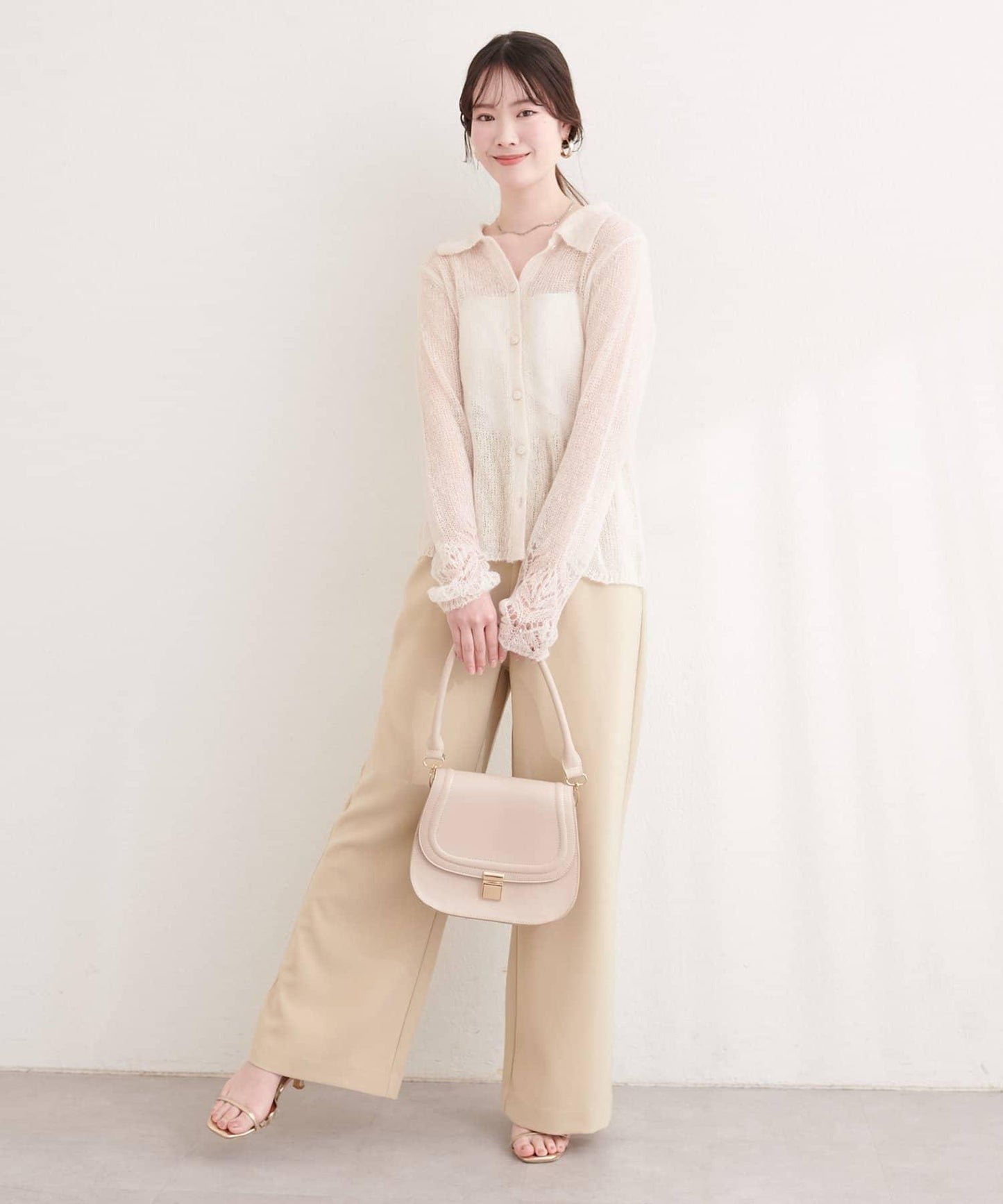 帶領設計袖針織上衣