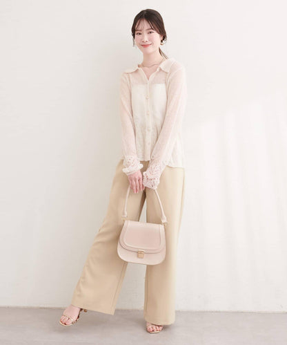 帶領設計袖針織上衣