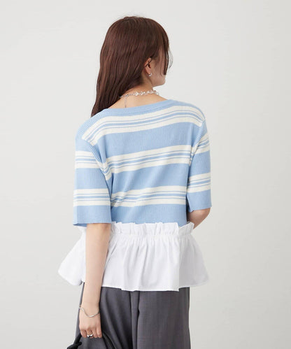 荷葉擺短袖針織上衣