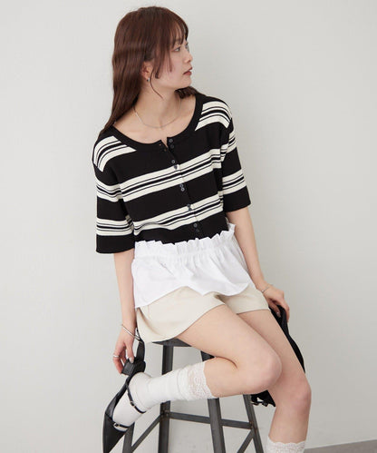 荷葉擺短袖針織上衣