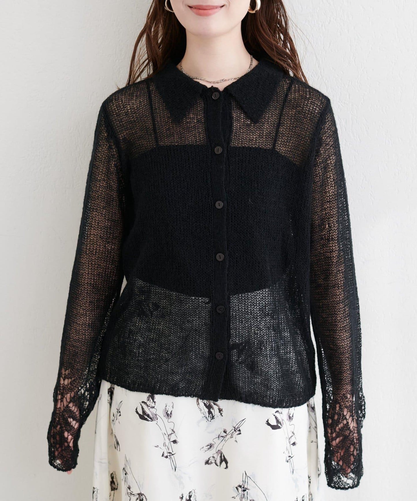 帶領設計袖針織上衣