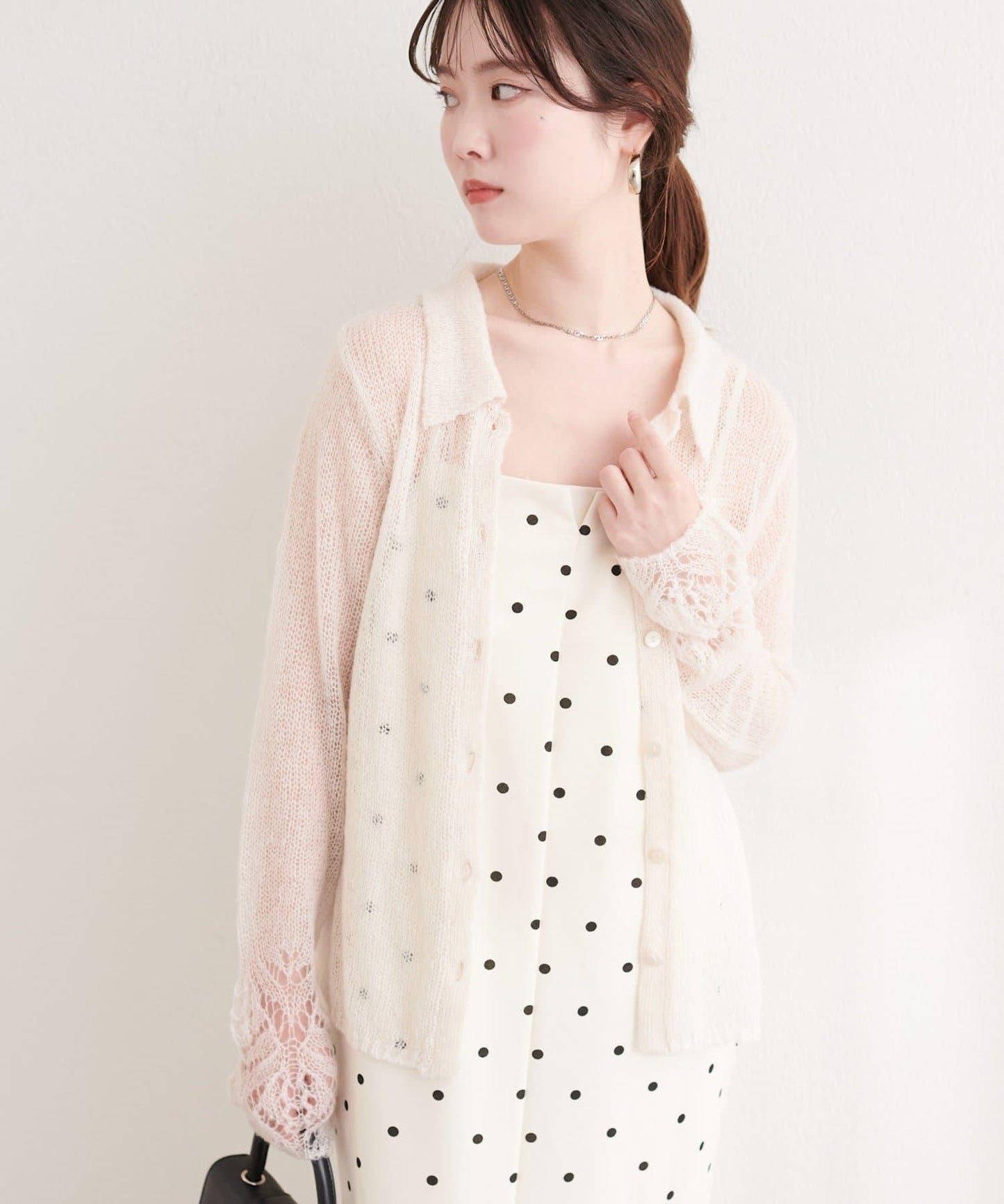 帶領設計袖針織上衣