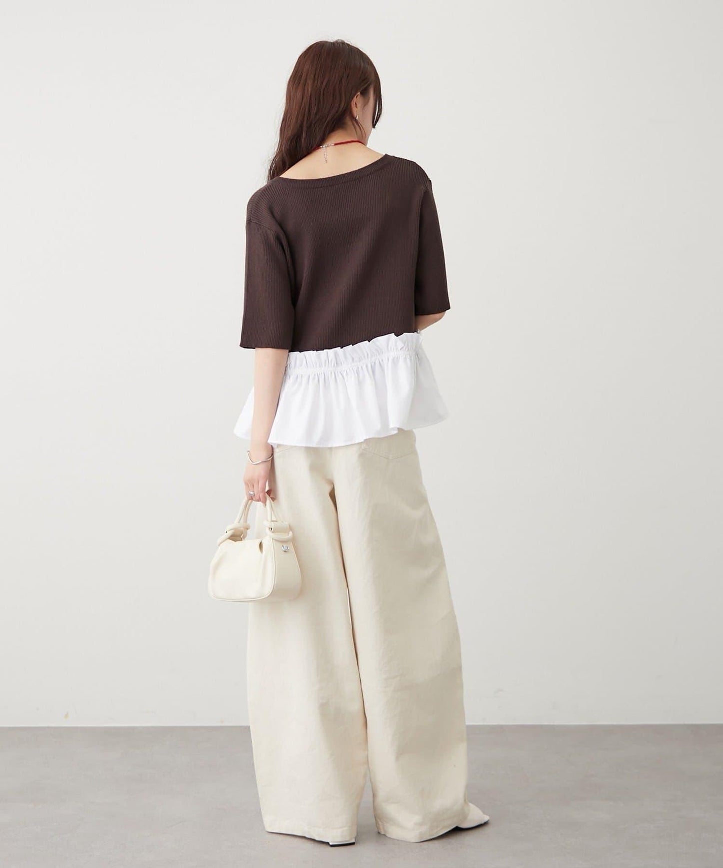 荷葉擺短袖針織上衣