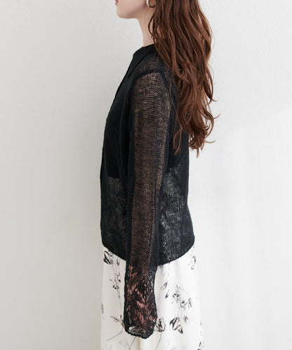 帶領設計袖針織上衣