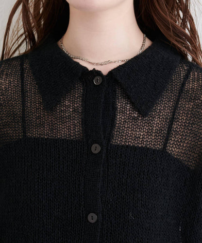 帶領設計袖針織上衣