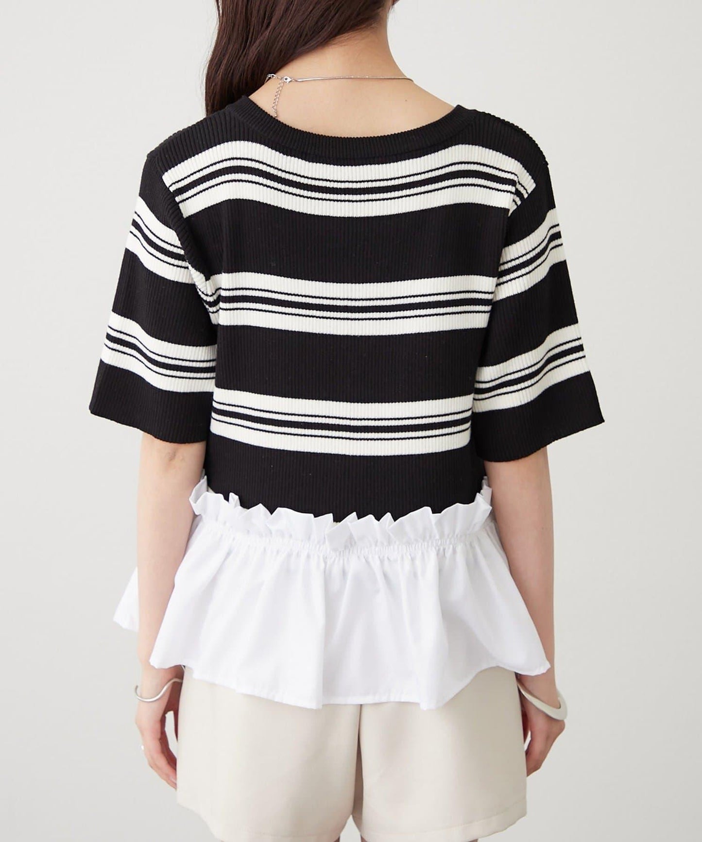 荷葉擺短袖針織上衣