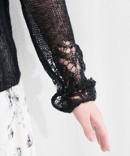 帶領設計袖針織上衣