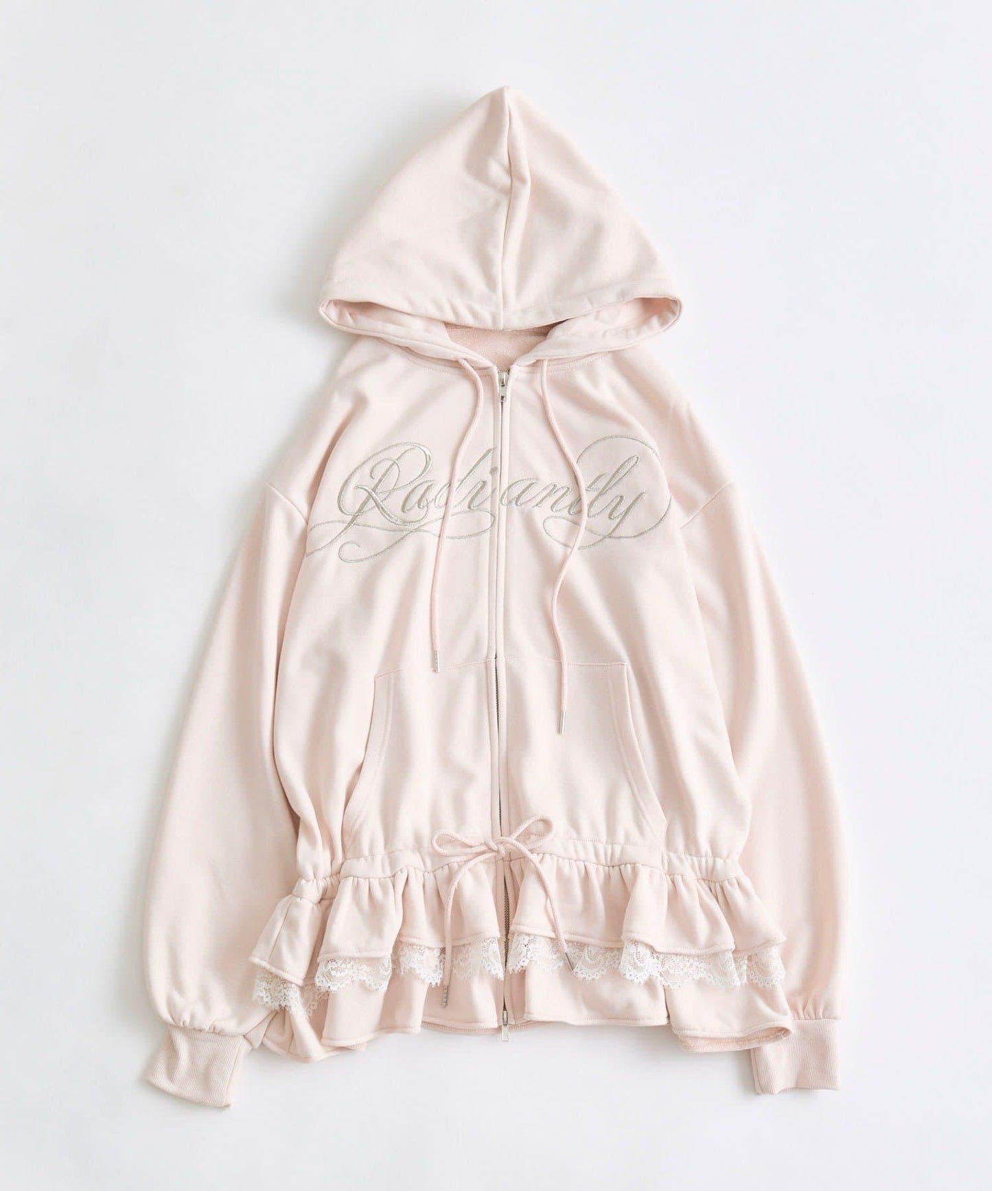 下襬荷葉邊 拉鍊設計 連帽外套