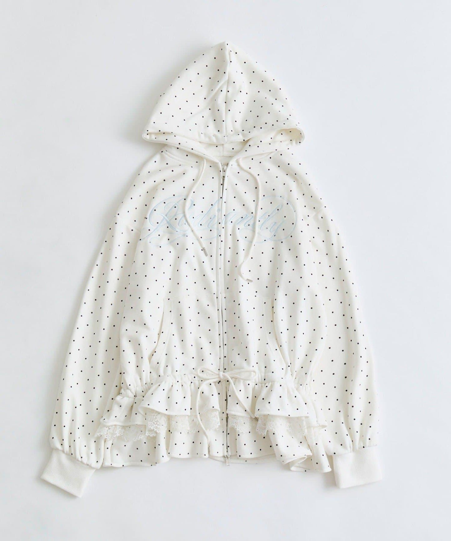 下襬荷葉邊 拉鍊設計 連帽外套