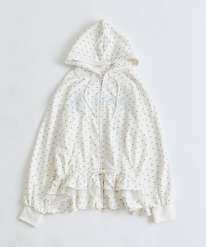 下襬荷葉邊 拉鍊設計 連帽外套