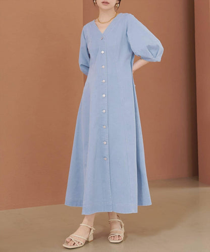 彈力牛仔腰帶設計連衣裙