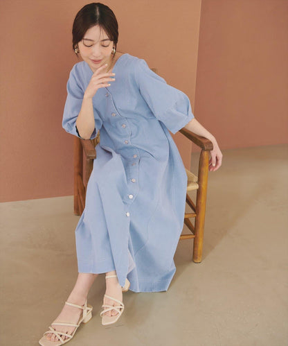 彈力牛仔腰帶設計連衣裙