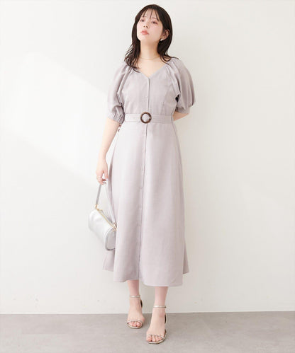 前排扣腰帶設計連衣裙