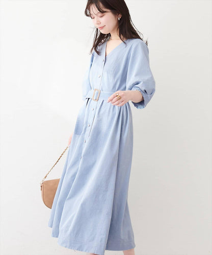 彈力牛仔腰帶設計連衣裙