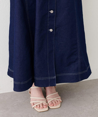 彈力牛仔腰帶設計連衣裙