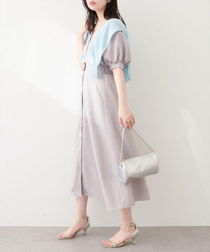 前排扣腰帶設計連衣裙
