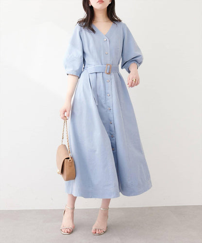 彈力牛仔腰帶設計連衣裙