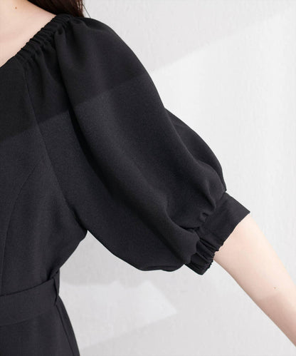 前排扣腰帶設計連衣裙