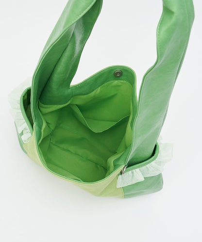 GRAIN/グレイン 麂皮拼接網紗托特包