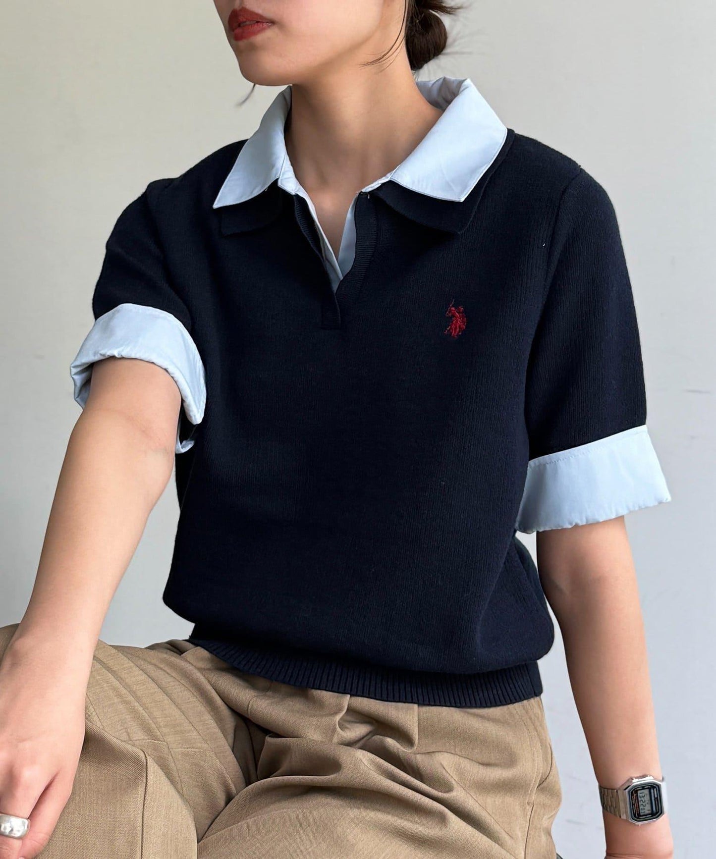 U.S. POLO ASSN. 假兩件短袖POLO衫