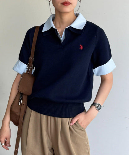 U.S. POLO ASSN. 假兩件短袖POLO衫