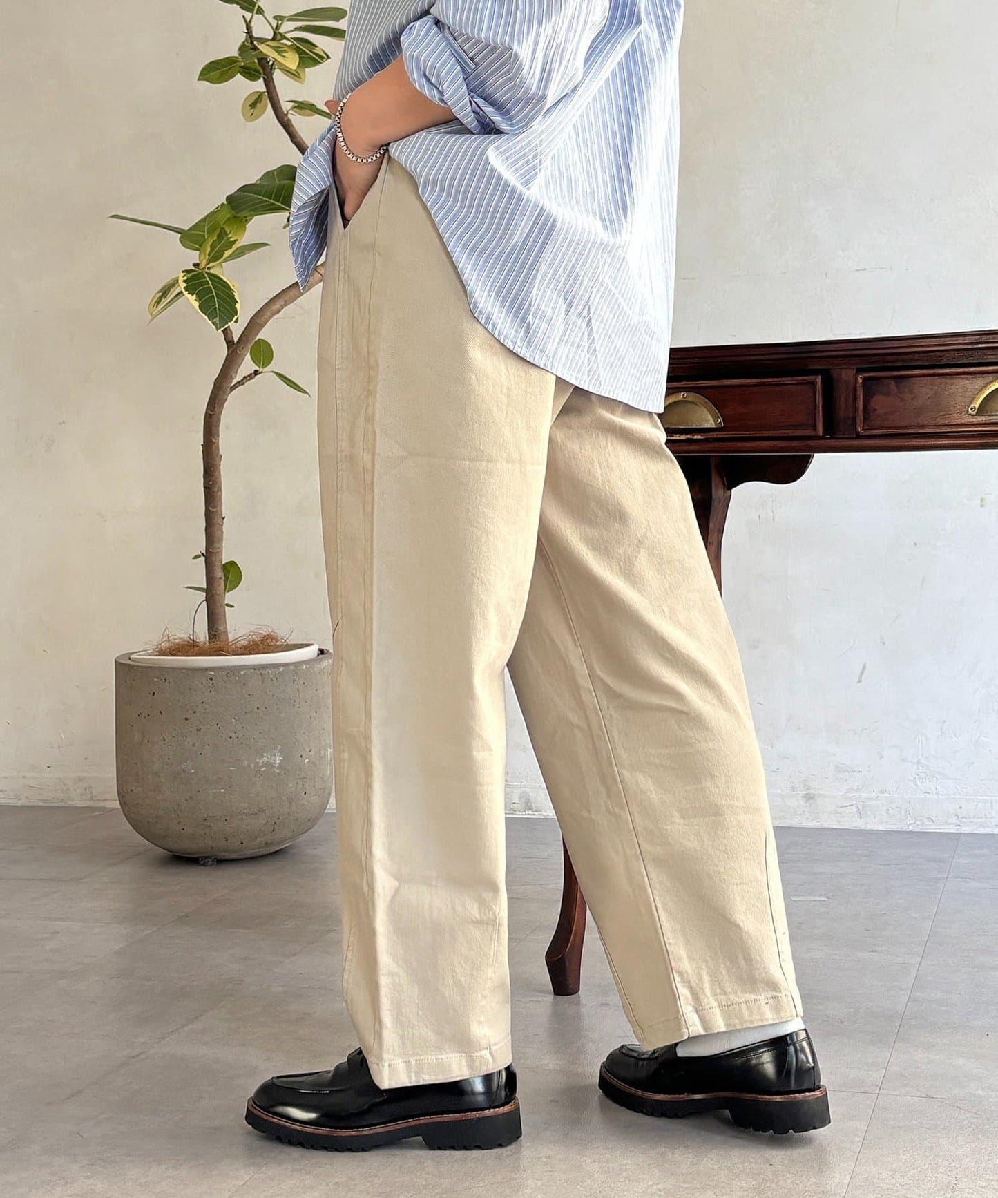 彈力繭型休閒褲