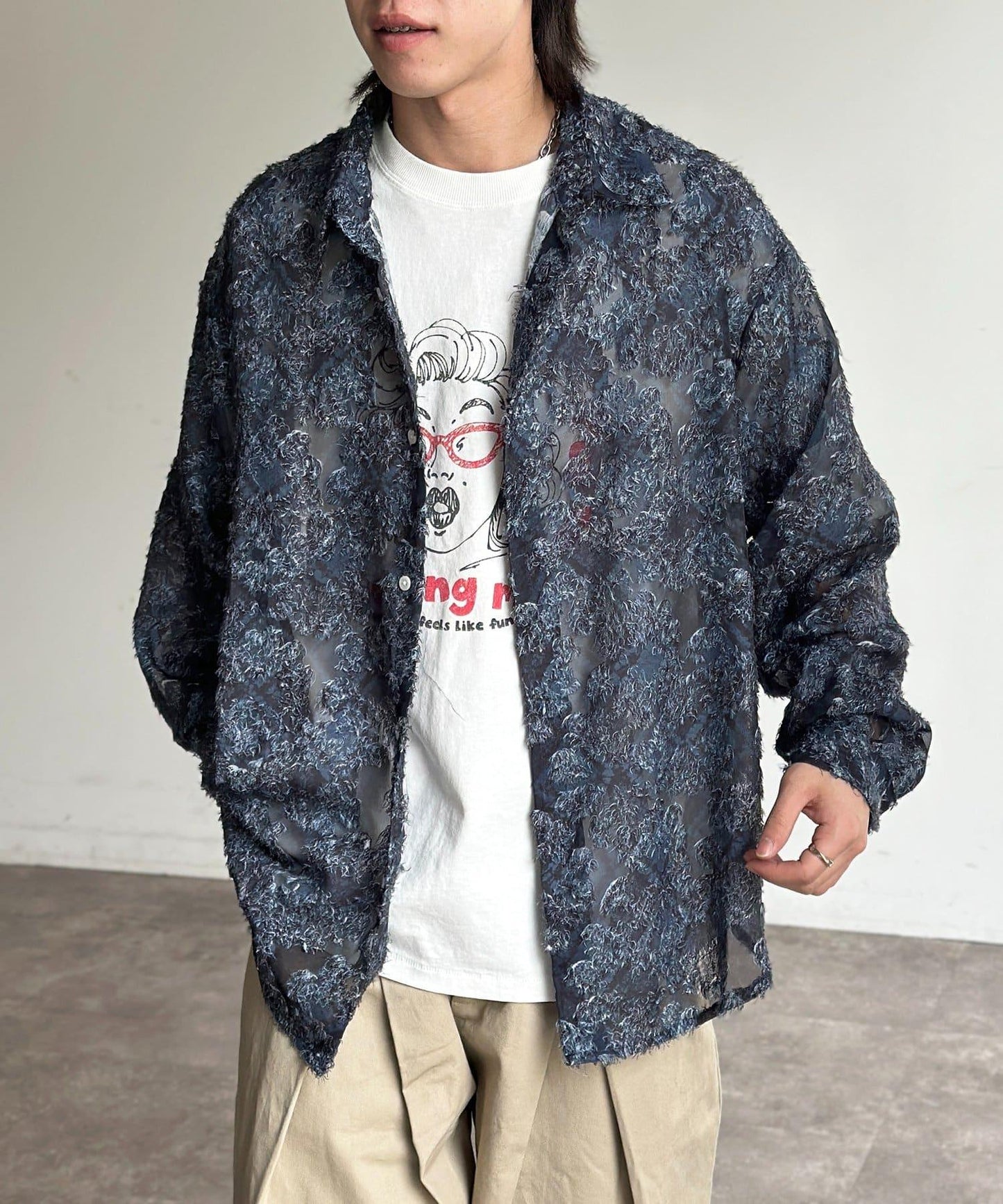 輕透提花全印花襯衫