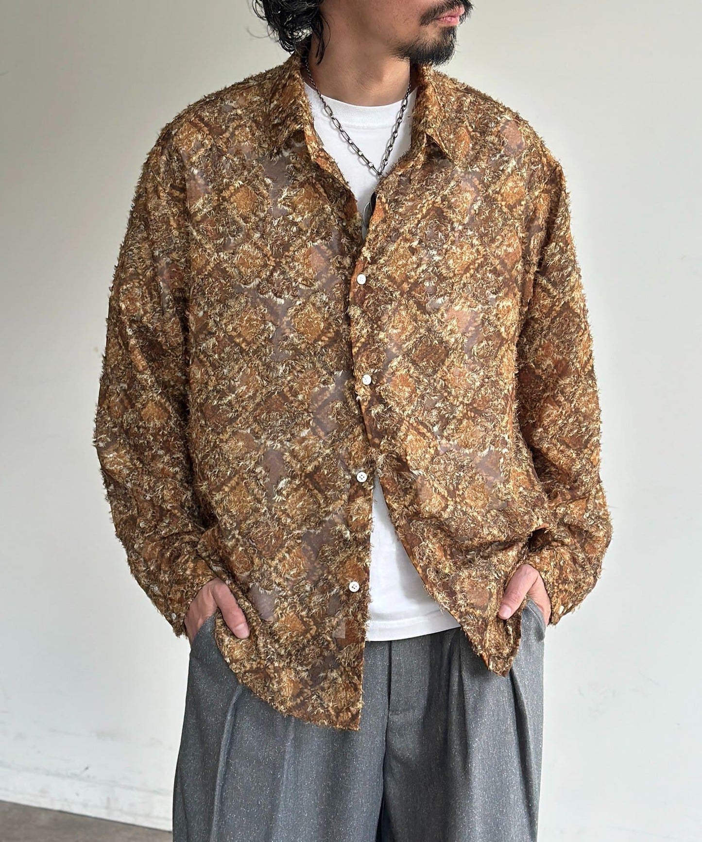 輕透提花全印花襯衫